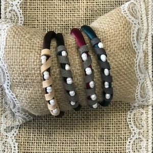 Pearl and silk bracelet set of 4